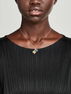 Anzie x Mel Soldera 14K Gold Clover Charm Necklace With Topaz And Diamond