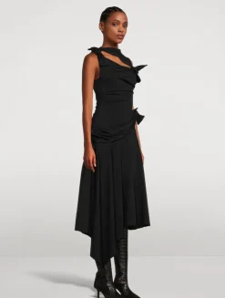 Asymmetric Cut-Out Midi Dress