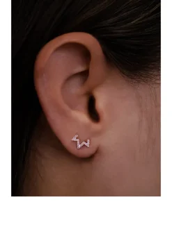 Aztec 14K Gold Starburst Zig Zag Stud Earrings With Diamonds