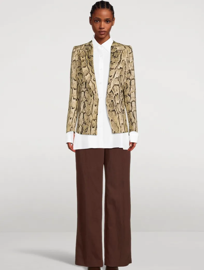 Beau Double-Breasted Blazer In Snakeskin Print