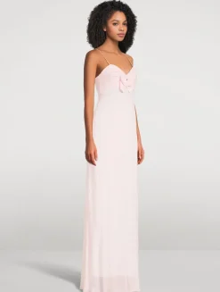 Bellby Bow-Trimmed Gown In Polka Dot Print