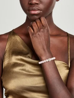 Bohème Faceted Rose Quartz Beaded Bracelet With Silver Crescent Moon
