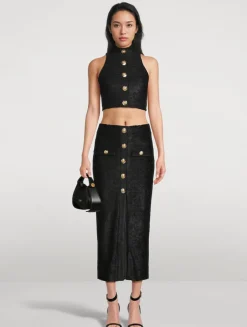Bouclé Baroque Jacquard Pencil Skirt