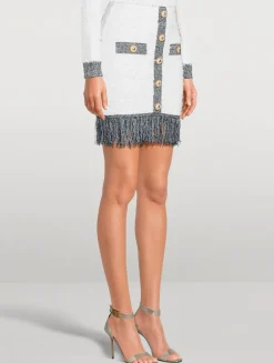 Bouclé Fringe Mini Skirt