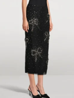 Bow-Embellished Pencil Skirt