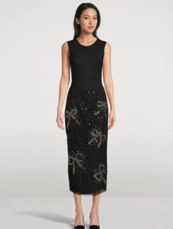 Bow-Embellished Pencil Skirt