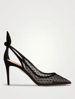 Bow Tie Suede Mesh Pumps