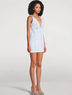 Brynnie Bow-Trimmed Mini Dress In Plaid Print