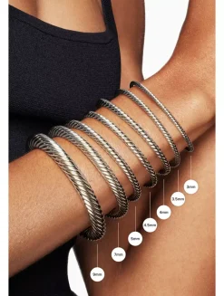 Buckle Classic Cable Bracelet In Sterling Silver With Diamonds, 3mm