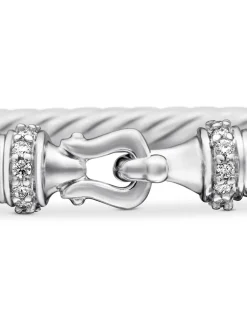 Buckle Classic Cable Bracelet In Sterling Silver With Diamonds, 3mm