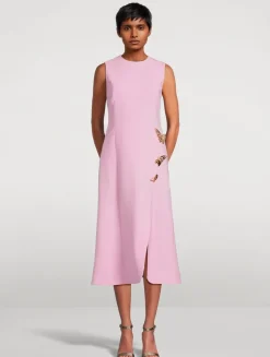 Butterfly-Embellished Midi Dress