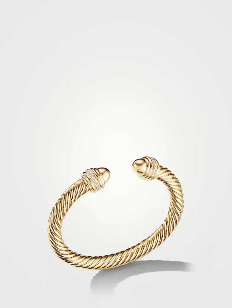 Cable Classics Bracelet In 18k Yellow Gold With Gold Domes And Pavé Diamonds