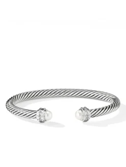 Cable Classics Bracelet In Sterling Silver With Black Onyx And Pavé Diamonds