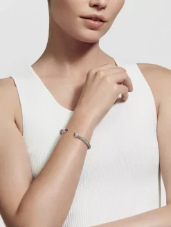 Cable Classics Bracelet In Sterling Silver With Blue Topaz And Pavé Diamonds