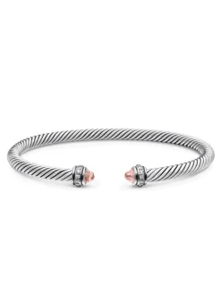 Cable Classics Bracelet In Sterling Silver With Black Onyx And Pavé Diamonds
