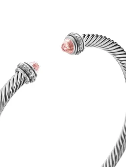 Cable Classics Bracelet In Sterling Silver With Black Onyx And Pavé Diamonds