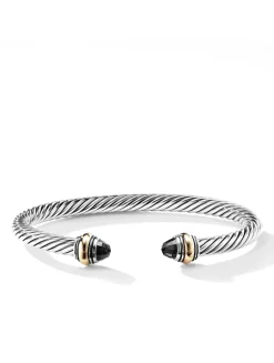 Cable Classics Bracelet In Sterling Silver With 14k Yellow Gold Domes