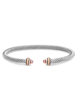 Cable Classics Bracelet In Sterling Silver With Morganite And 18k Rose Gold