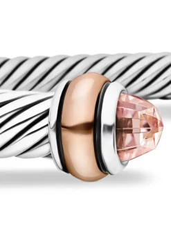 Cable Classics Bracelet In Sterling Silver With Morganite And 18k Rose Gold