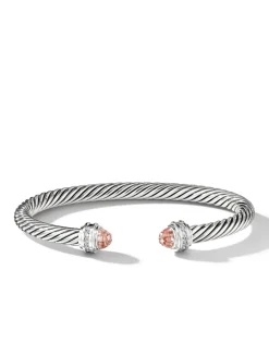 Cable Classics Bracelet In Sterling Silver With Blue Topaz And Pavé Diamonds