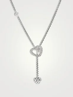 Cable Collectibles® Heart Y Necklace In Sterling Silver With Pavé Diamonds