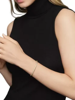 Cable Edge® Bangle Bracelet In 18k Yellow Gold With Diamonds, 4mm