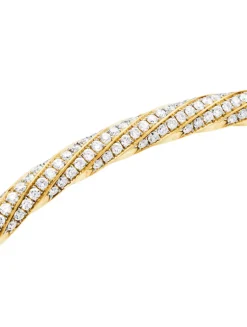 Cable Edge® Bangle Bracelet In 18k Yellow Gold With Diamonds, 4mm