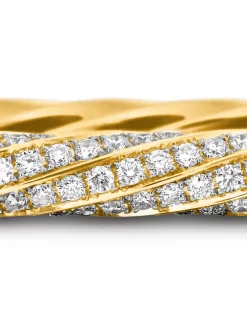 Cable Edge® Bangle Bracelet In 18k Yellow Gold With Diamonds, 4mm