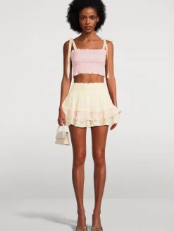 Camellia Tiered Mini Skirt In Floral Print