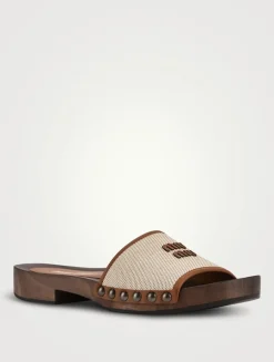 Canvas And Leather Clogs