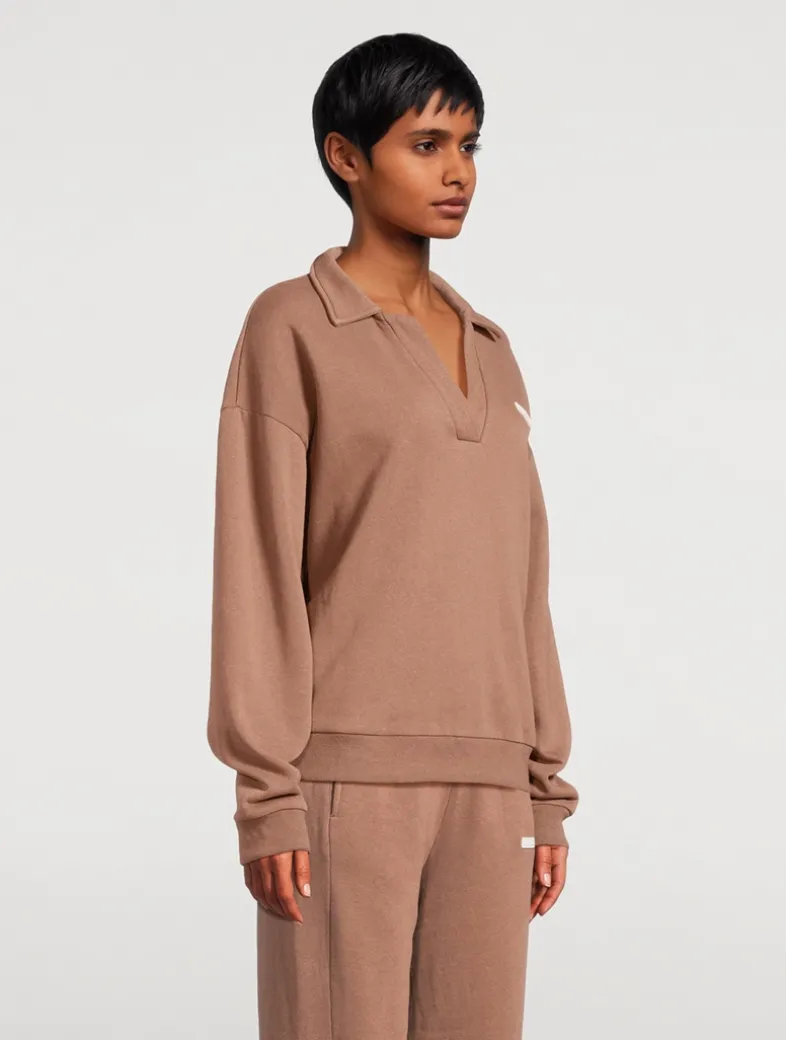 Carob Collared Sport Sweatshirt