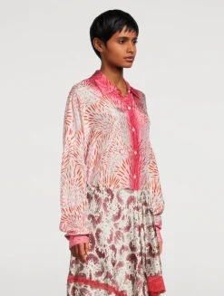 Casia Oversized Printed Silk Shirt