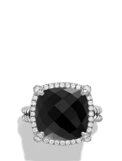 Chatelaine® Pavé Bezel Ring In Sterling Silver With Hampton Blue Topaz And Diamonds