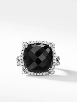 Chatelaine® Pavé Bezel Ring In Sterling Silver With Hampton Blue Topaz And Diamonds