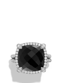Chatelaine® Pavé Bezel Ring In Sterling Silver With Hampton Blue Topaz And Diamonds