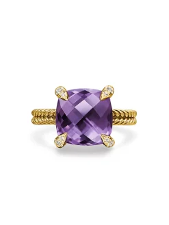 Chatelaine® Ring In 18k Yellow Gold With Hampton Blue Topaz And Diamonds, 11mm