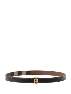Check And Leather Reversible Tb Belt