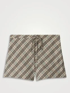 Check Cotton Pyjama Shorts