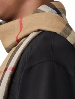 Check Lightweight Wool Silk Scarf