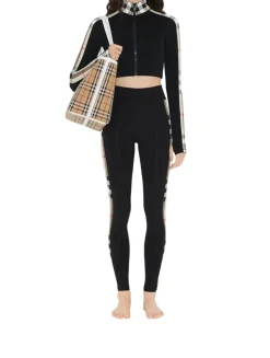 Check Trim Stretch Jersey Leggings