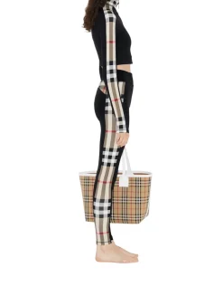 Check Trim Stretch Jersey Leggings