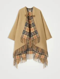 Check Wool Cape