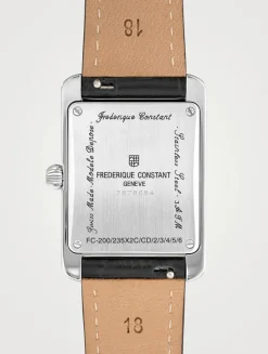 Classics Carrée Stainless Steel Croc-Embossed Leather Strap Watch