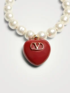 Coeur Royal VLogo And Faux Pearl Bracelet
