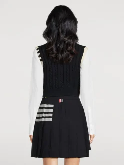Cropped Cable-Knit Wool Vest