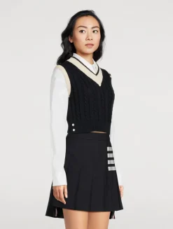 Cropped Cable-Knit Wool Vest