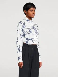 Cropped Poplin Shirt in Olympic Constellation Print