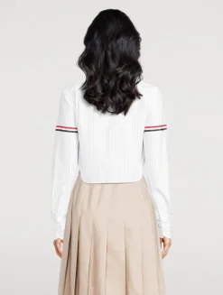 Cropped Poplin Shirt In Stripe Print
