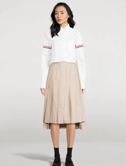 Cropped Poplin Shirt In Stripe Print