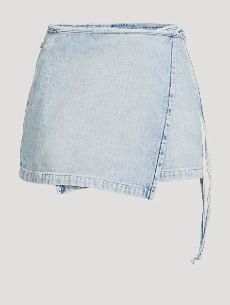 De-Lem Denim Wrap Mini Skirt